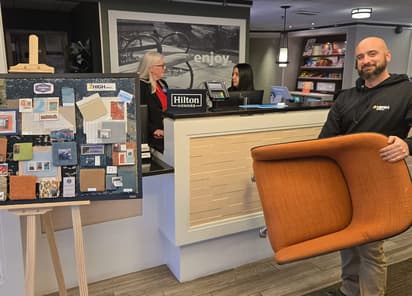 Repurposed furniture from Hampton Inn Renovations