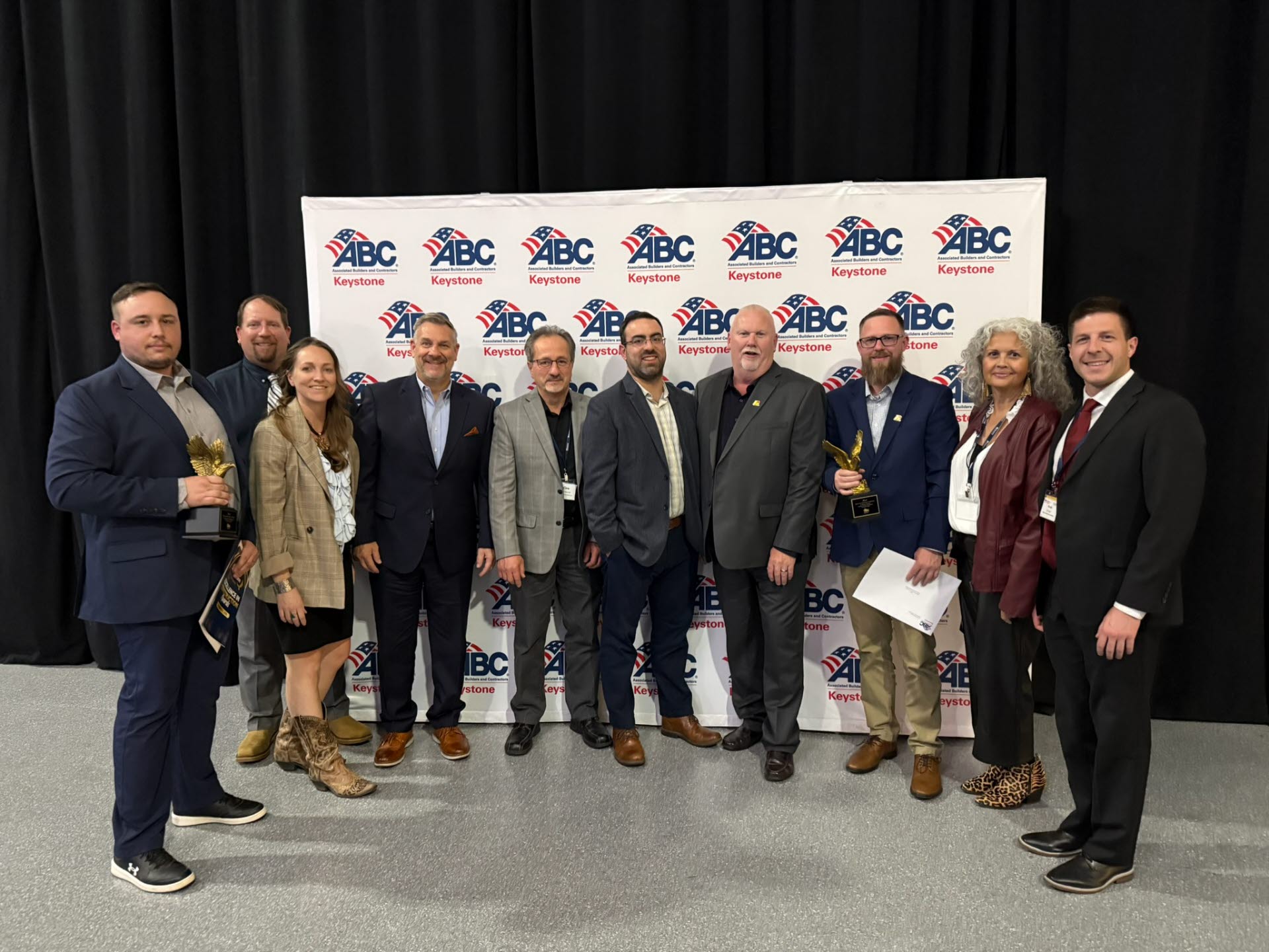 Group photo of High Construction Coworkers at the ABC Keystone Awards Ceremony