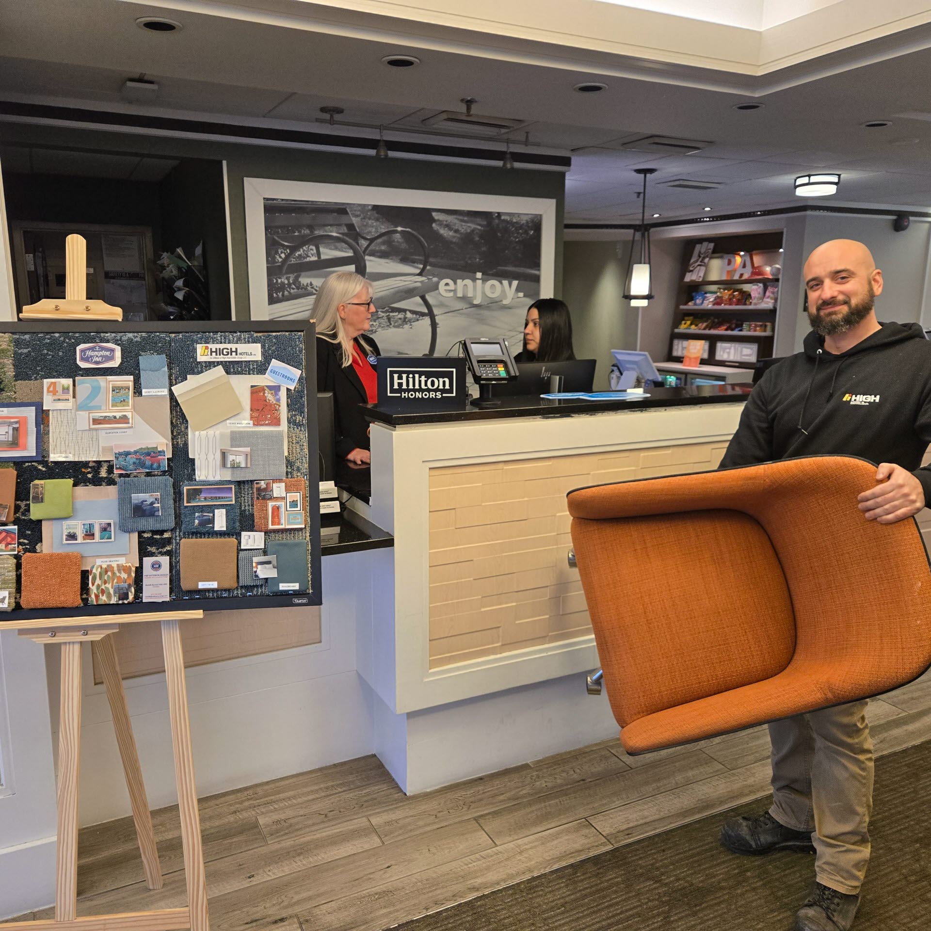 Donated furniture from the Hampton Inn Renovations