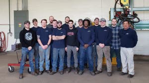 Thaddeus students learn sub-arc welding at High Steel - Lancaster in January 2019. Photo supplied by John Peiffer.