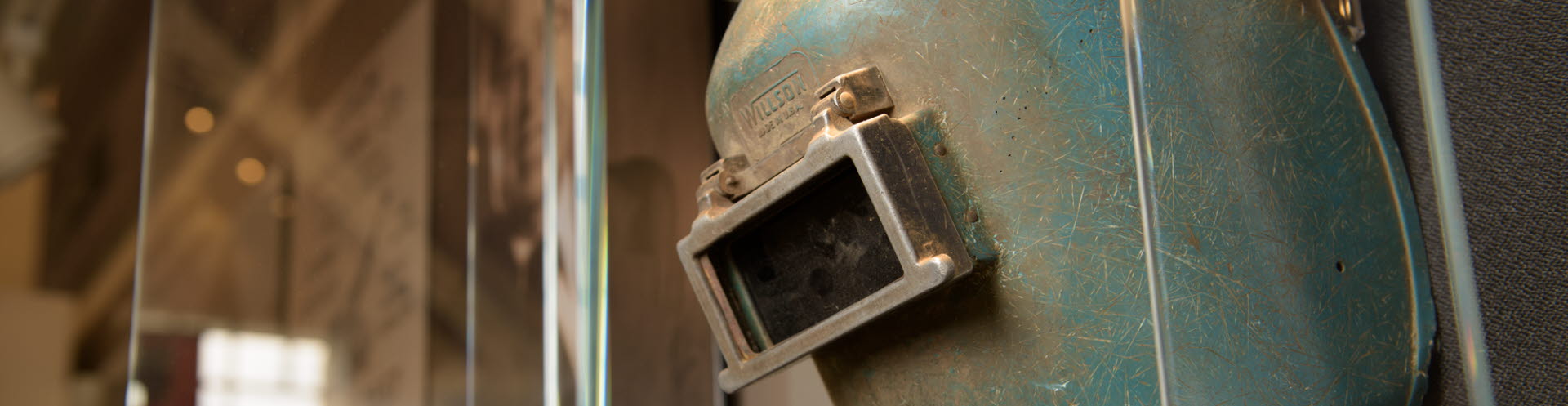 Welder Helmet in Display Case
